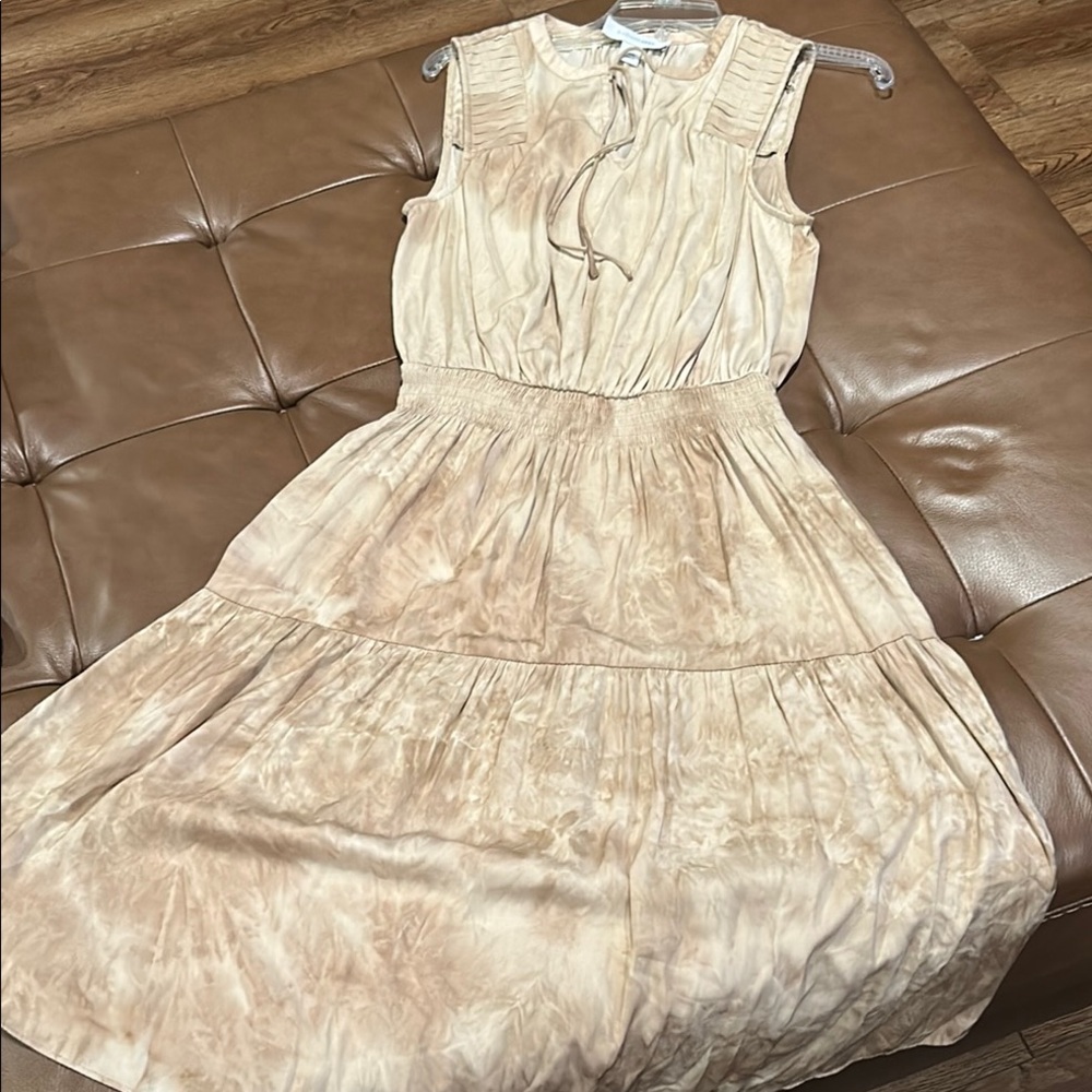 MadisonGrey Beige Tie-Dye Midi Dress